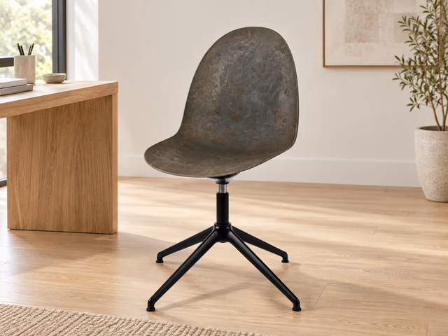 Eternity Swivel — Black Base, Upholstered Seat, Coffee Waste Dark by Mater