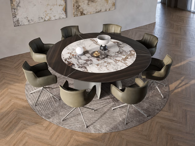 Senator Ker-Wood Round Dining Table by Cattelan Italia