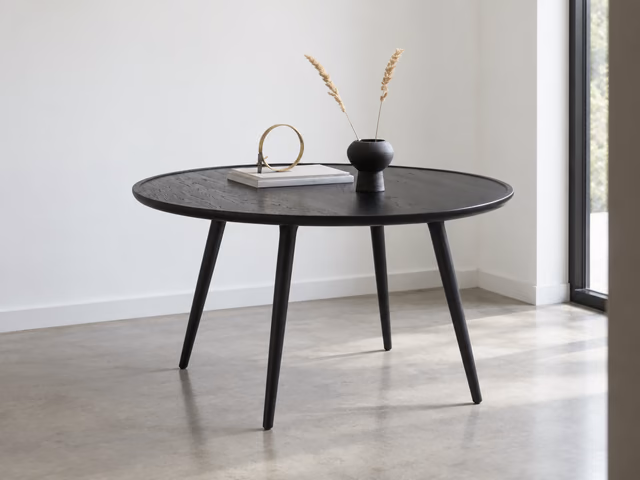 Accent Dining Table — Black Stain Lacquered Oak, Ø 110 by Mater