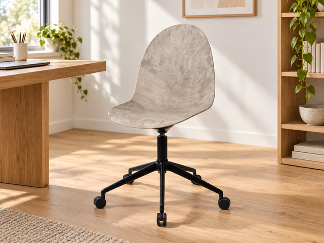 Eternity Swivel — Black Base with Castors, Full Front Upholstered, Wood Waste Grey by Mater