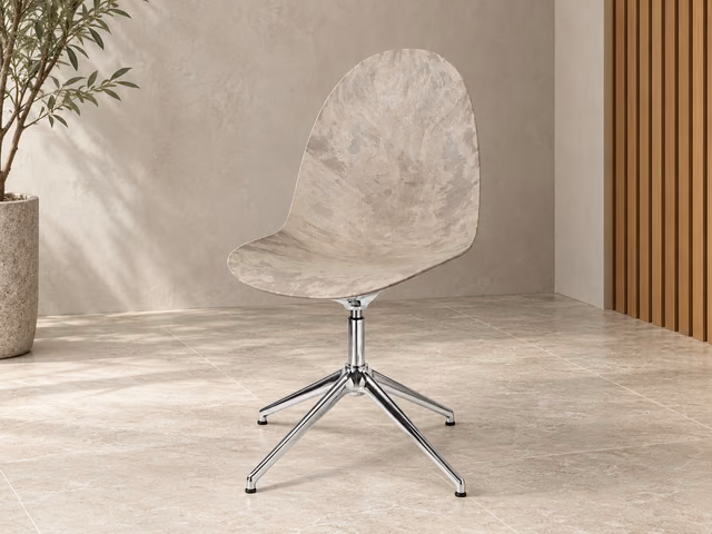 Eternity Swivel — Polished Base, Upholstered Seat, Wood Waste Grey by Mater