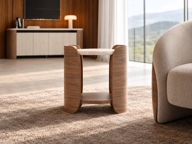 Fleur Side Table With Wood Shelf by Caracole