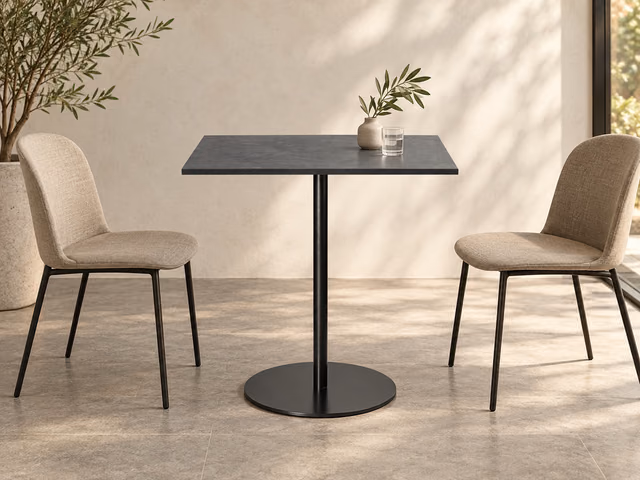 Mater Café Table — Coffee Waste Black, H 71,6 cm, 60 × 70 cm by Mater