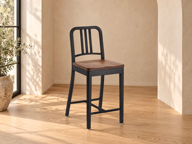 1104 Navy Stool, Walnut by Emeco