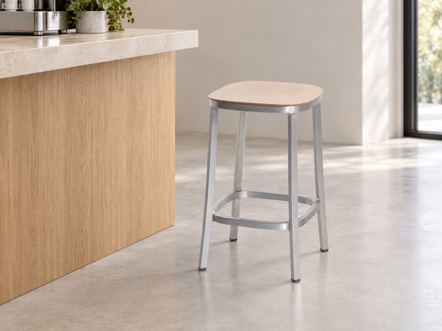 1 Inch Stool, Wood Seat by Emeco