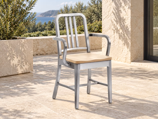 1104 Navy Armchair, Accoya by Emeco