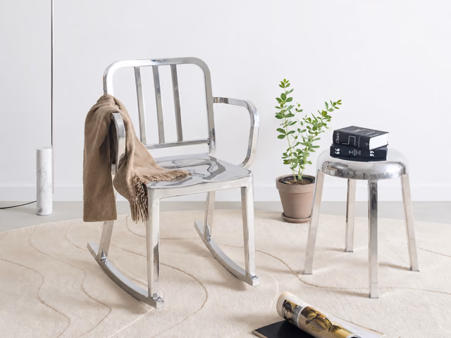 Heritage Rocking Chair with Arms by Emeco
