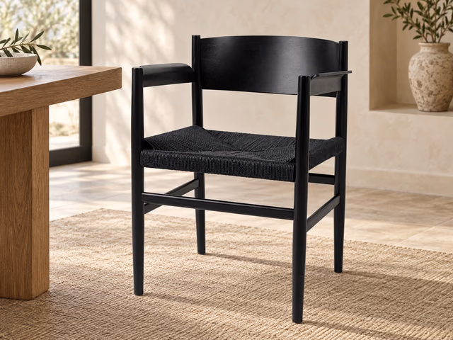 Nestor Armchair — Black Beech, Black Paper Cord Seat by Mater