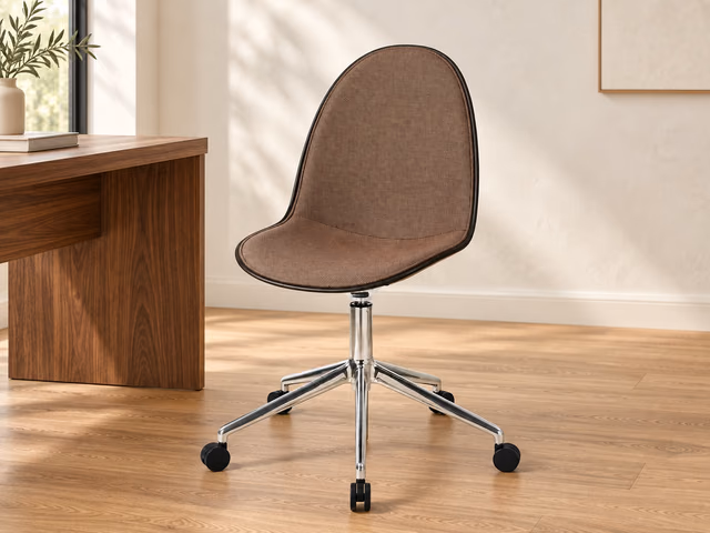 Eternity Swivel Office Chair — Polished Base with Castors, Full Front Upholstered, Coffee Waste Black by Mater
