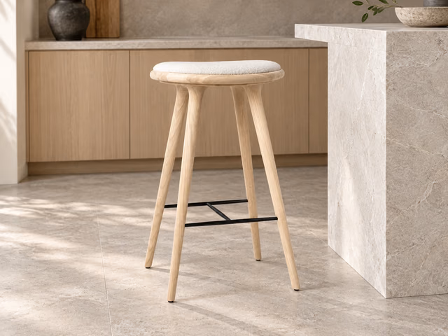 High Stool — Soaped Oak with Baru 0200, 74 cm by Mater