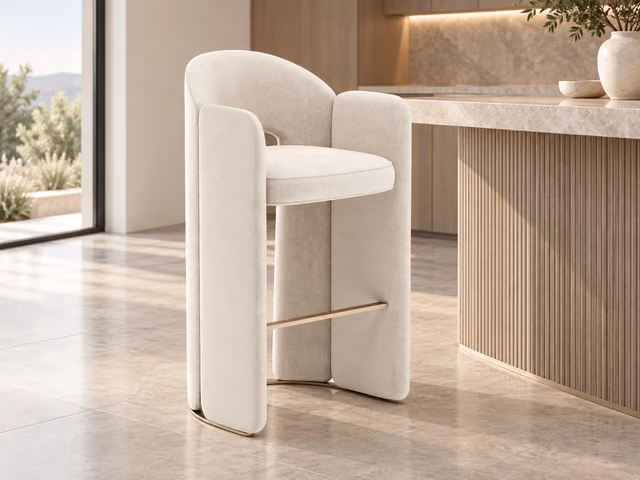 Overlap Bar Stool Ivory by Caracole