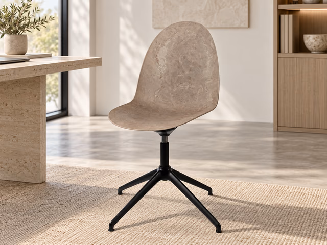 Eternity Swivel — Black Base, Upholstered Seat, Coffee Waste Light by Mater