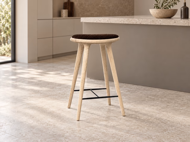 High Stool — Soaped Oak with Baru 0390, 69 cm by Mater