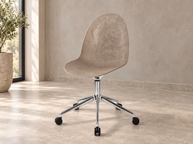 Eternity Swivel — Polished Base with Castors, Full Front Upholstered, Coffee Waste Light by Mater